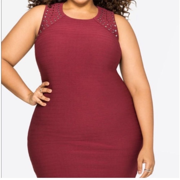 Ashley Stewart Burgundy Sleeveless Dress Studded Size 22/24  New With Tags - Picture 8 of 11